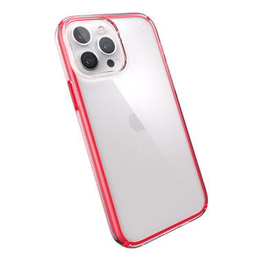 Speck Presidio Perfect Clear Impact Geometry Case For iPhone 13 Standard 6.1 - Red